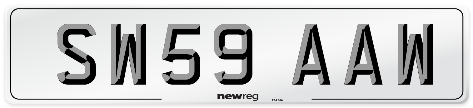 SW59 AAW Number Plate from New Reg